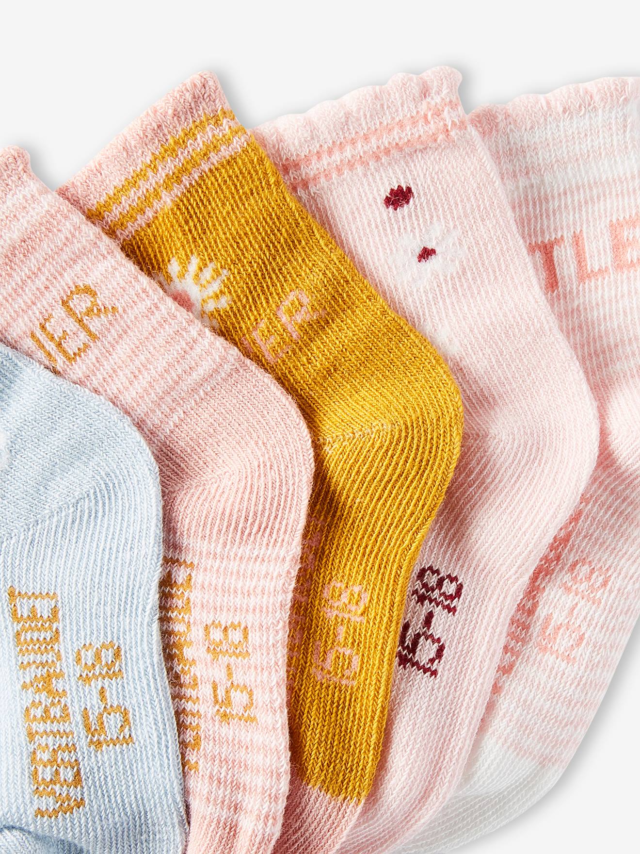 Lot de 5 paires de chaussettes à fleurs bébé fille BASICS lot curcuma