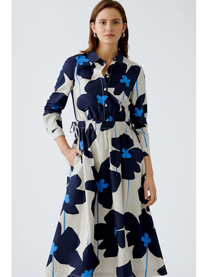Oui Kleid in Creme/ Dunkelblau günstig kaufen