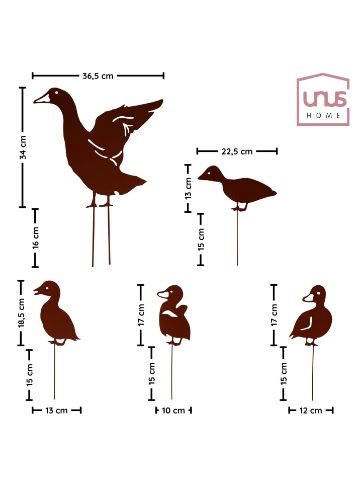 UNUS Gartensteker Enten Set in Braun günstig kaufen onesize