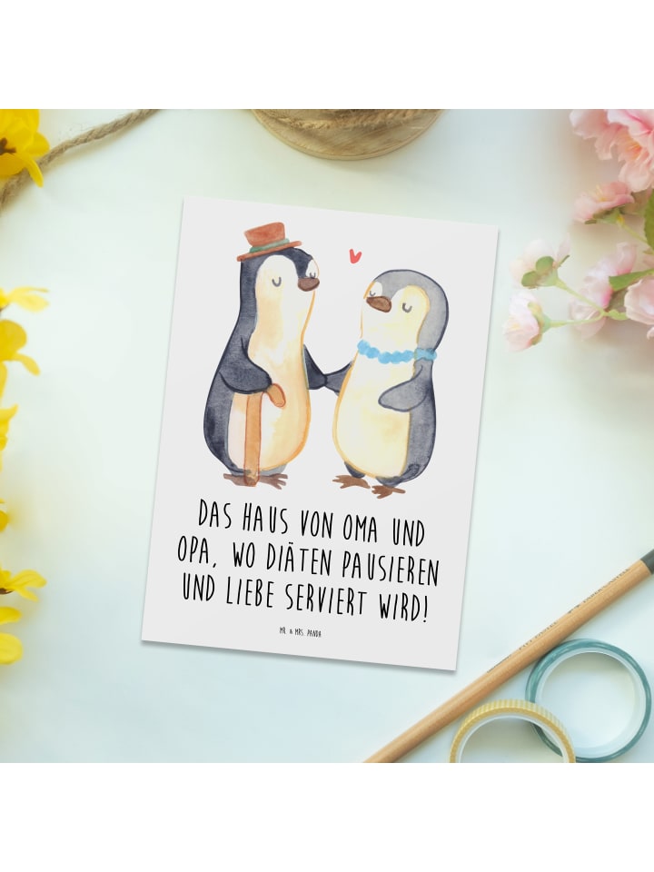 Mr. & Mrs. Panda Postkarte Großelternliebe mit Spruch in Weiß günstig kaufen onesize