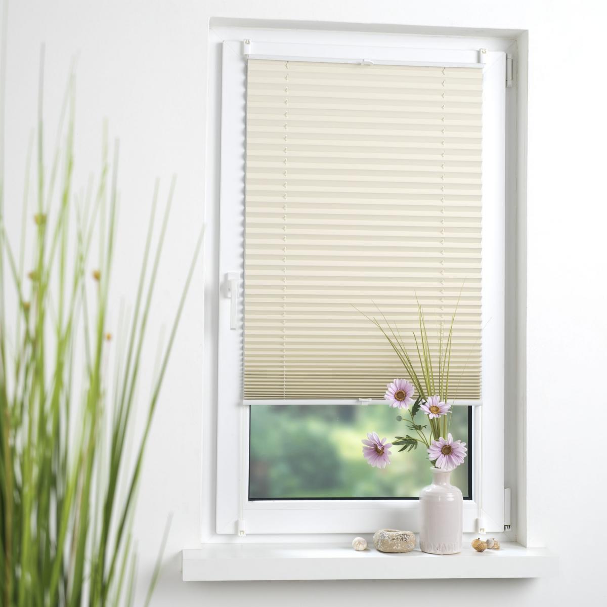 Bella Casa Klemmfix Thermo Plissee verspant, verdunkelnd, 80 x 130 cm beige