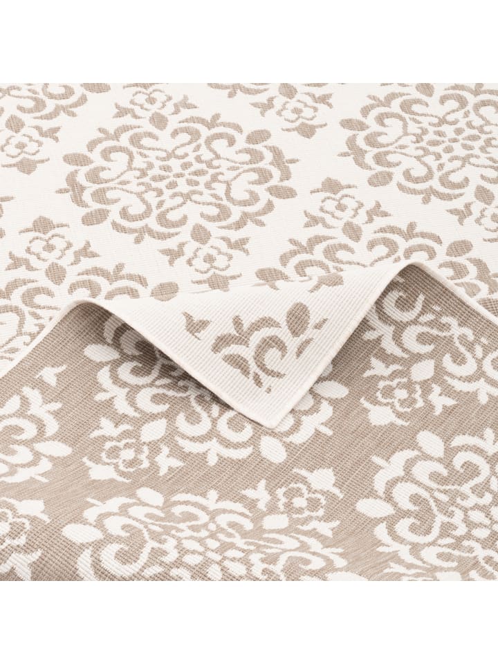 Pergamon In- und Outdoor Teppich Beidseitig Newport Barock in Beige günstig kaufen 80 x 150cm