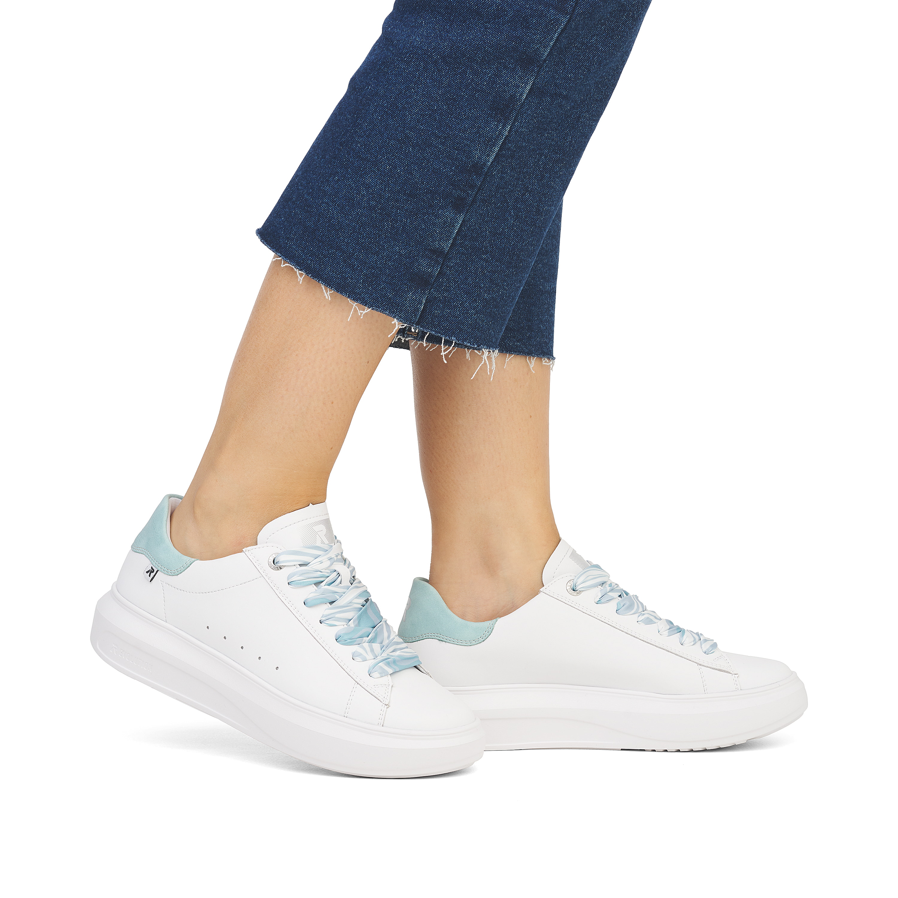 Rieker Damen Sneaker Low clear-white ice-blue