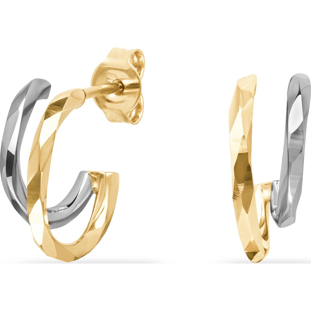 FAVS Créoles 585 Or jaune, 585 Or blanc Boucles d'oreilles