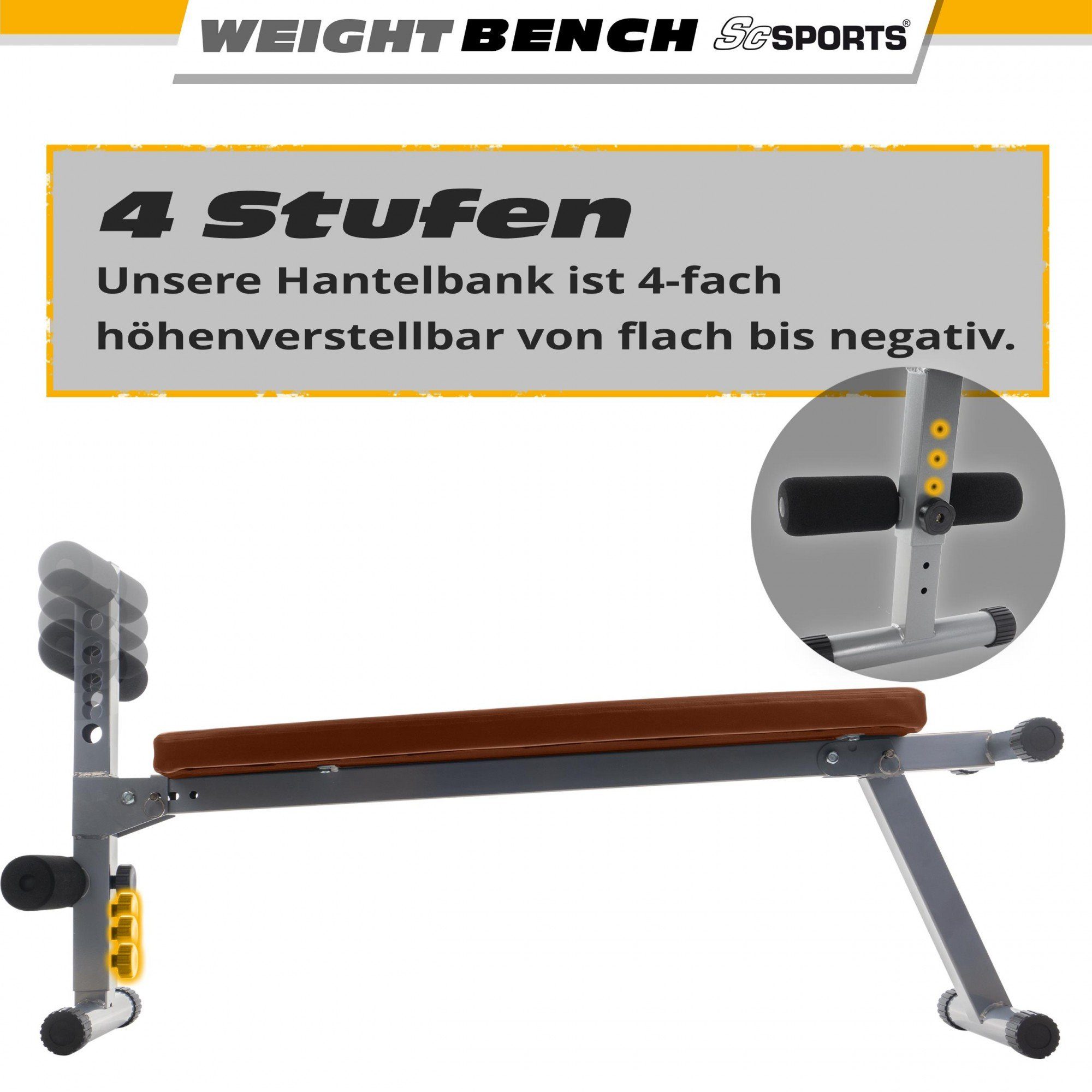 ScSPORTS® Hantelbank Sit Up Bank Bauchtrainer Verstellbar bis 120kg Klappbar