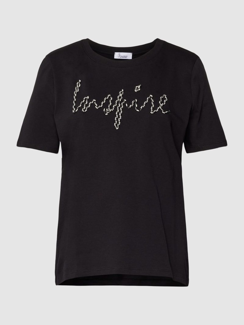 T-Shirt mit Label-Stitching in schwarz