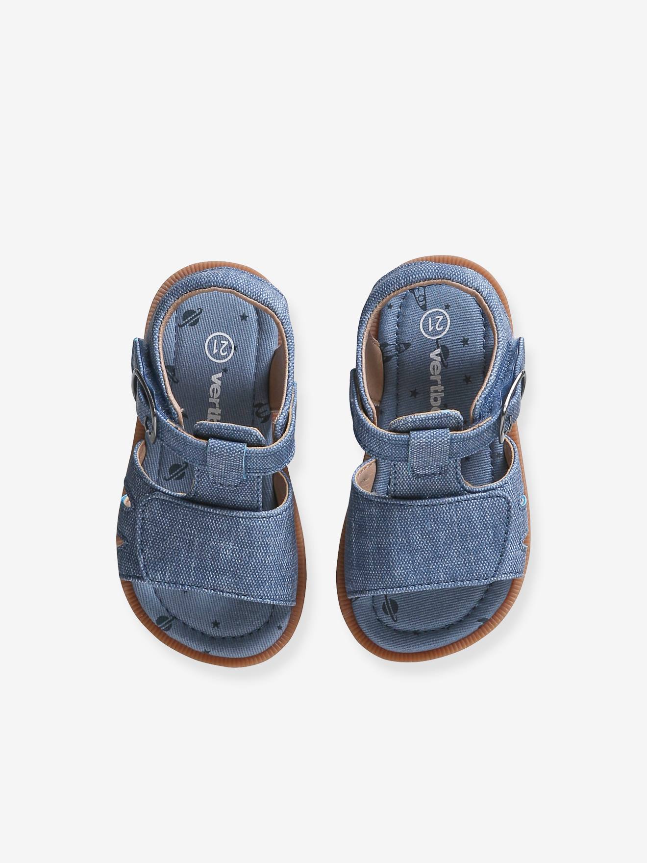 Vertbaudet Baby Klett-Sandalen, Denim-Optik - jeansblau