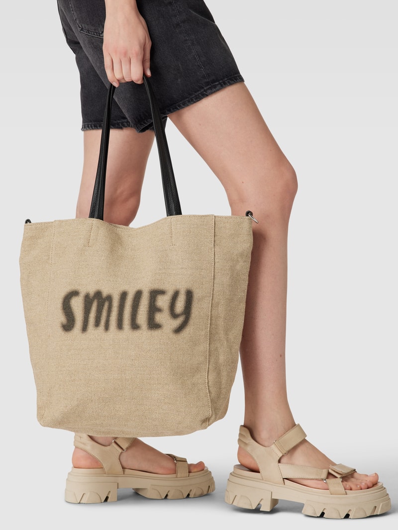 Shopper mit Motiv-Print in sand