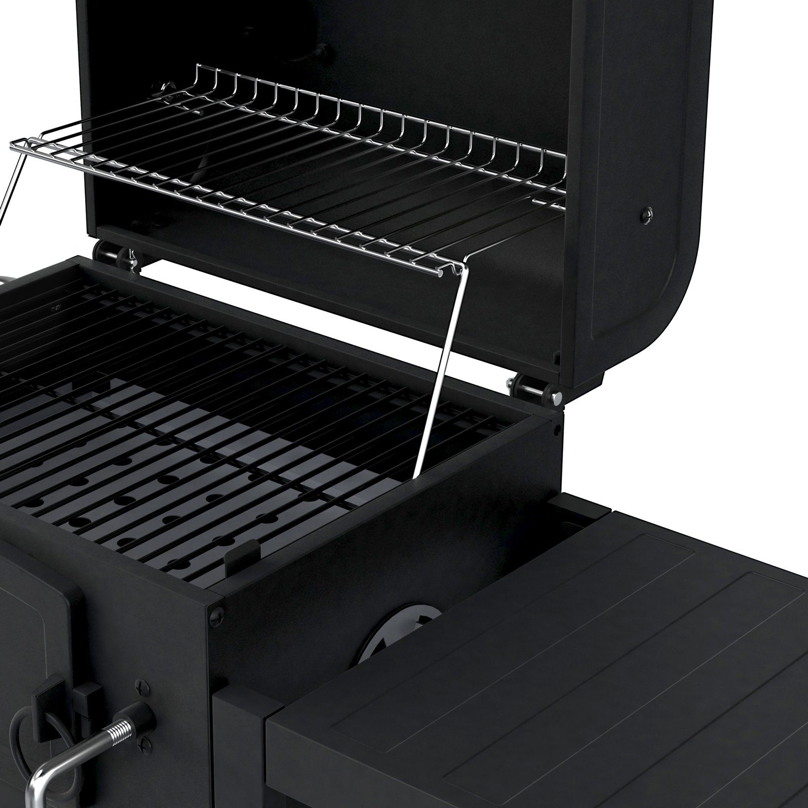 TAINO Holzkohlegrill HERO, Kohlerost höhenverstellbar, kleiner Smoker, Seitentisch klappbar
