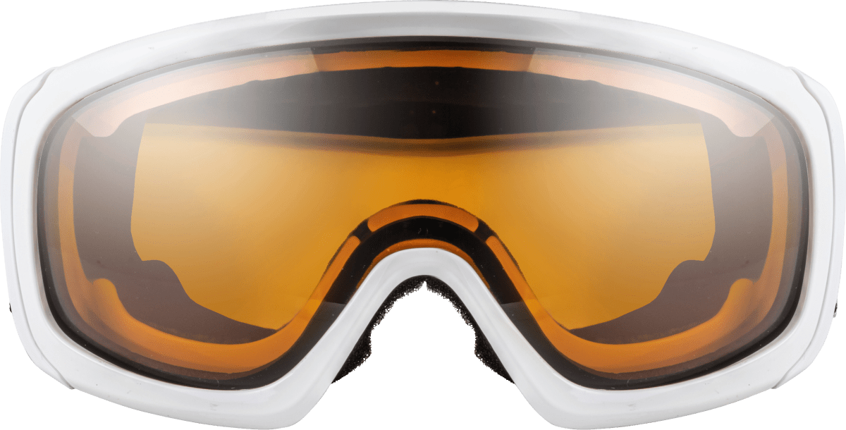 Kinder Skibrille mit weißem Rahmen und gemustertem Band, 1 St