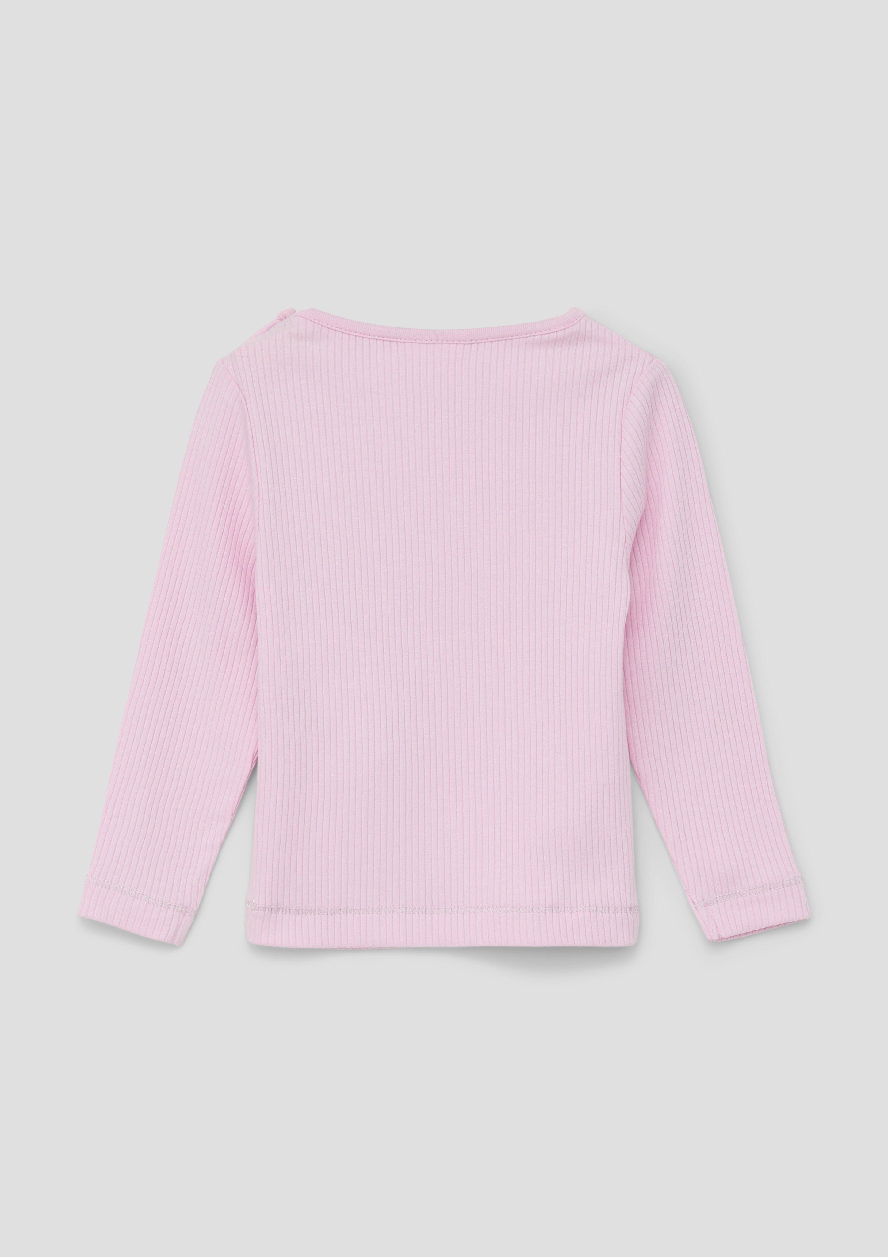 Geripptes Langarmshirt mit Stickerei  2140156-4073