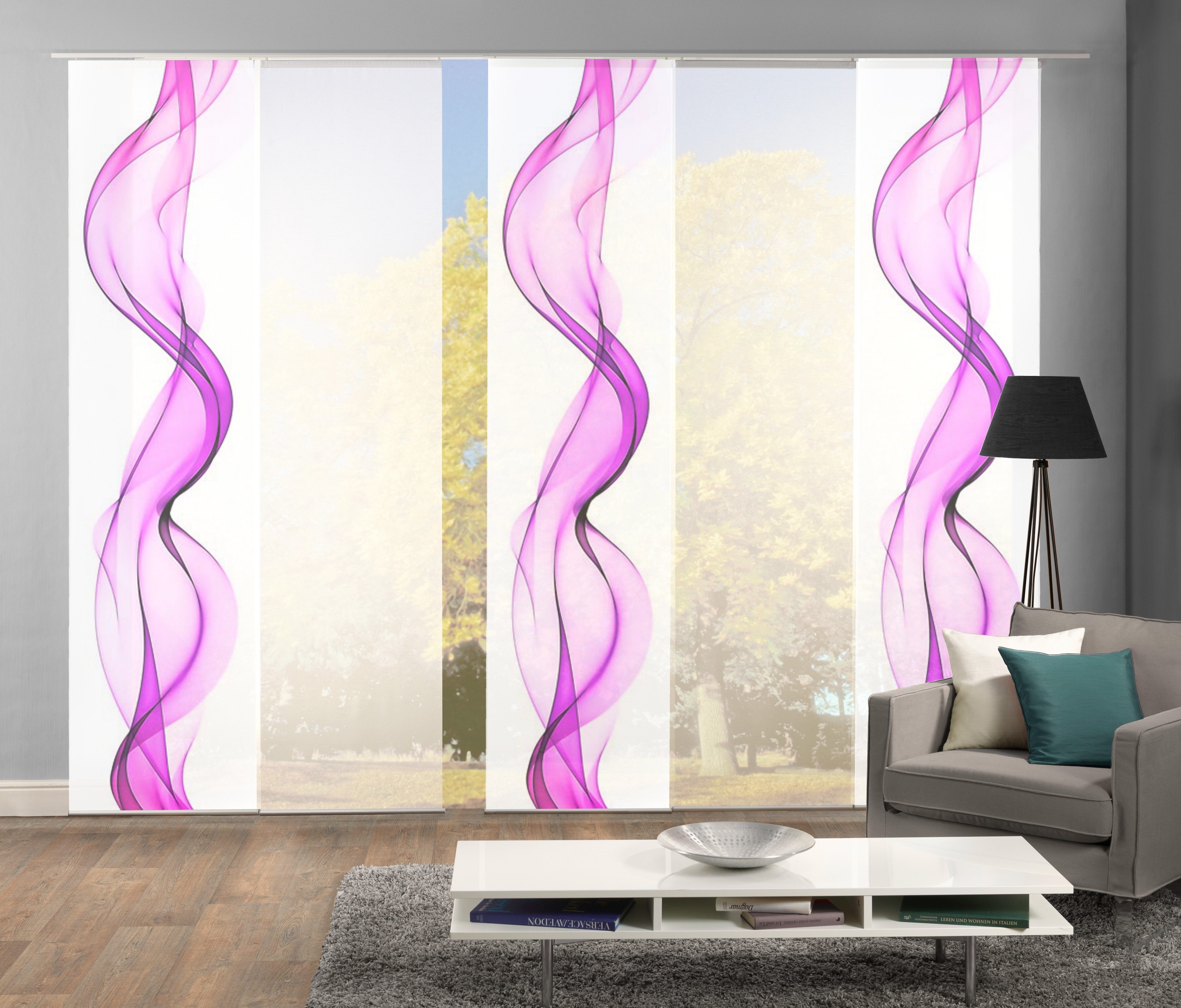 Schiebegardine ALBERTA, HOME WOHNIDEEN, Klettband (5 St), blickdicht, HxB: 245x60, Blickdicht, inkl. Befestigungszubehör