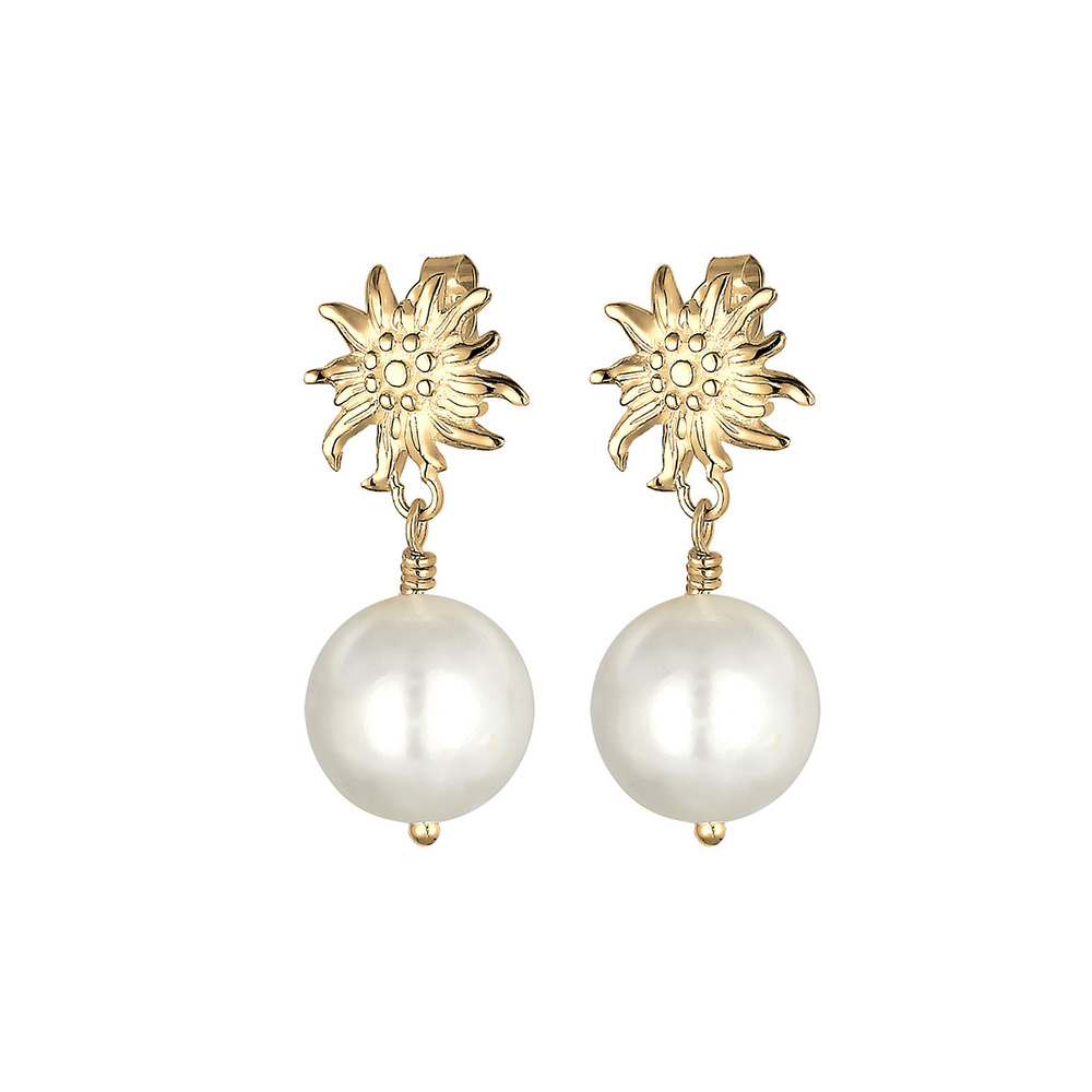 Elli Elli Boucles d'Oreilles Femmes Pendentif d'oreilles Édelweiss Dirndl avec Perle d Boucles d'oreilles