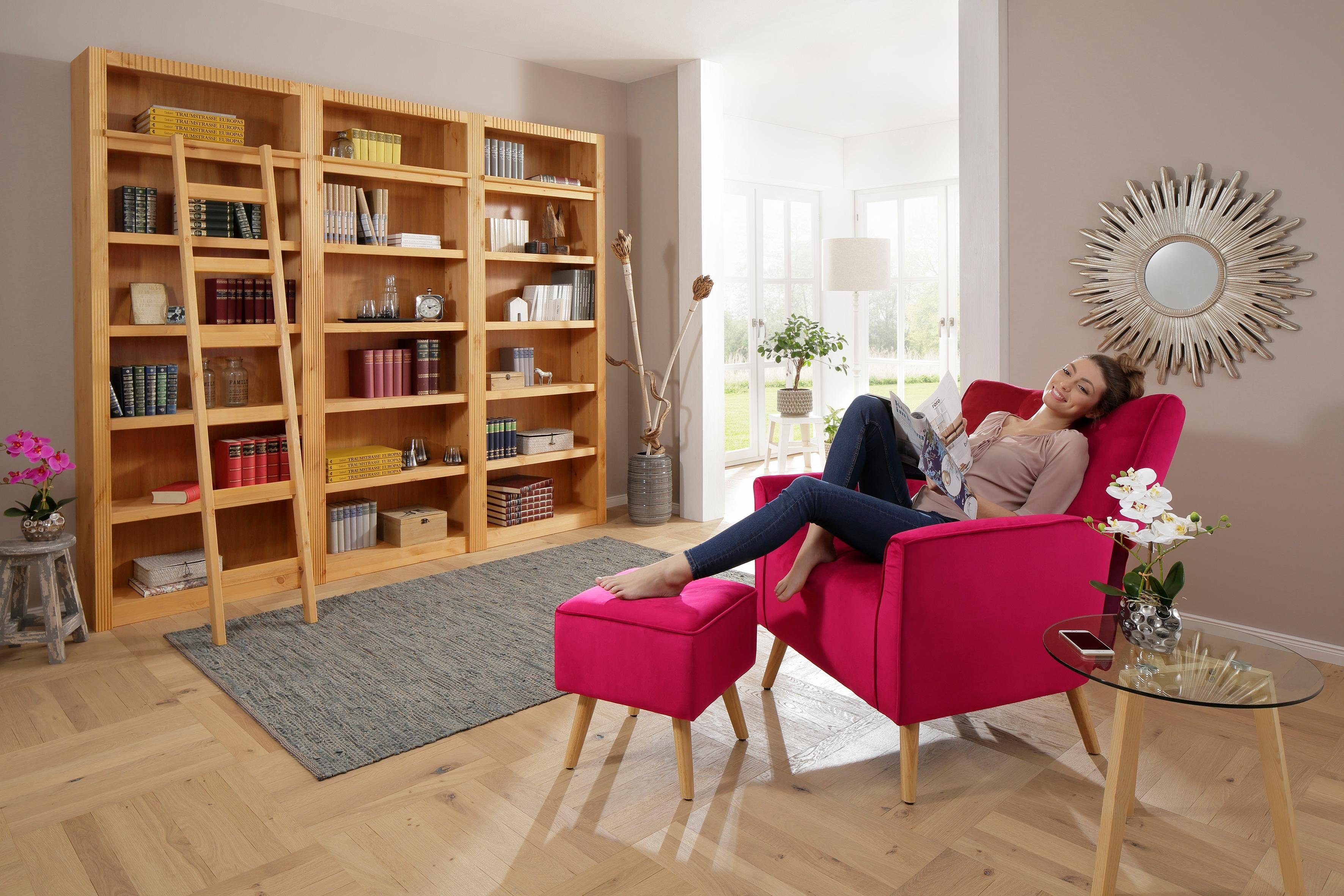 Home affaire Bücherwand Bergen, aus schönem massivem Kiefernholz, 3 tlg.