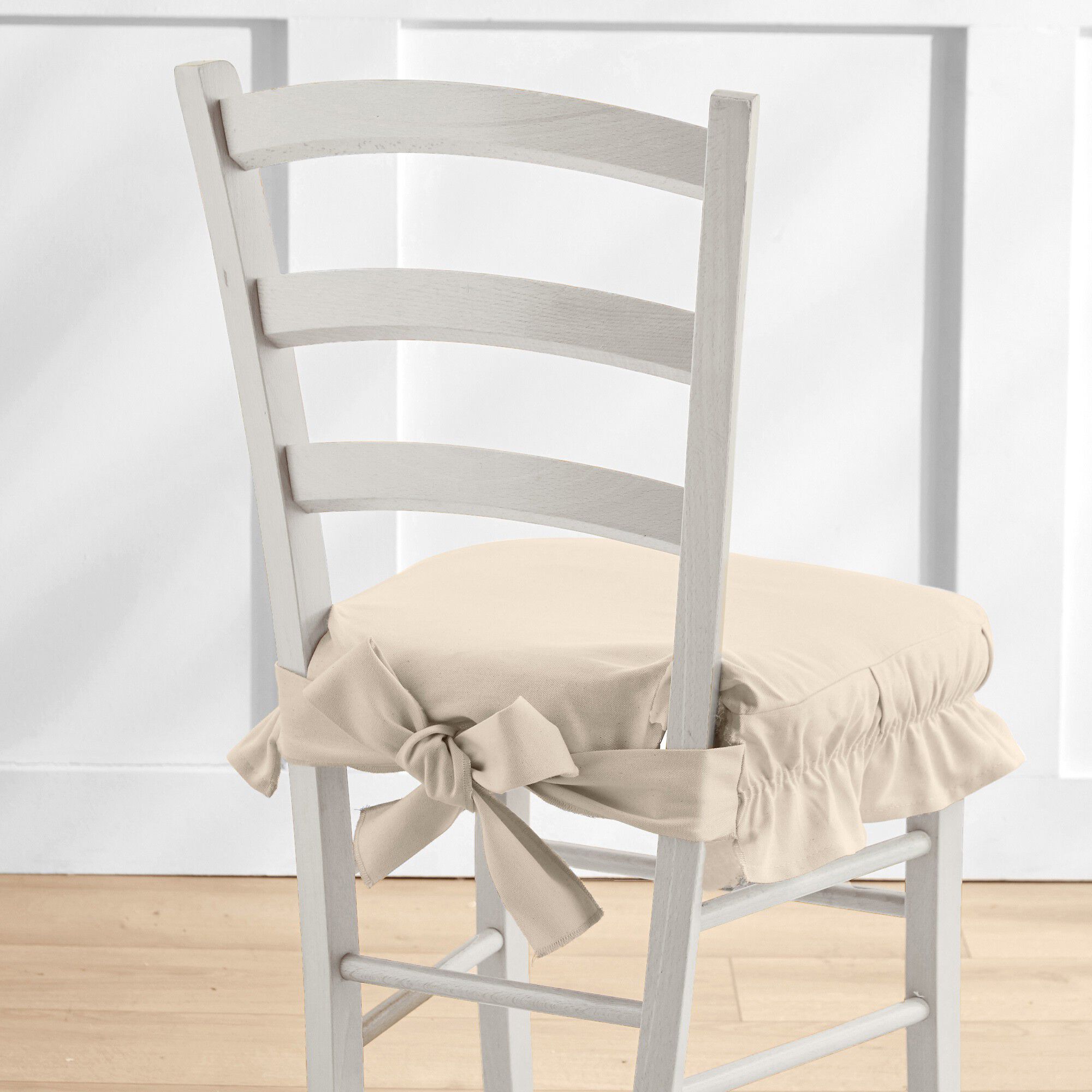 Housse chaise unie volantée coton bachette