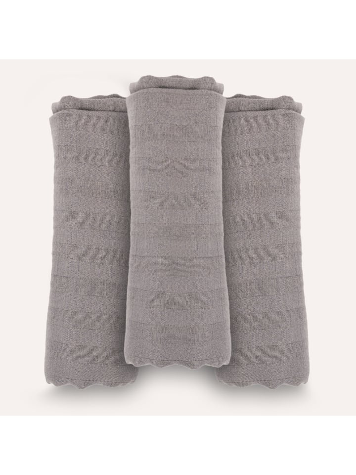 SlumberOrganix Bio Musselin Tücher 3er-Pack in Grau günstig kaufen 75x75 cm