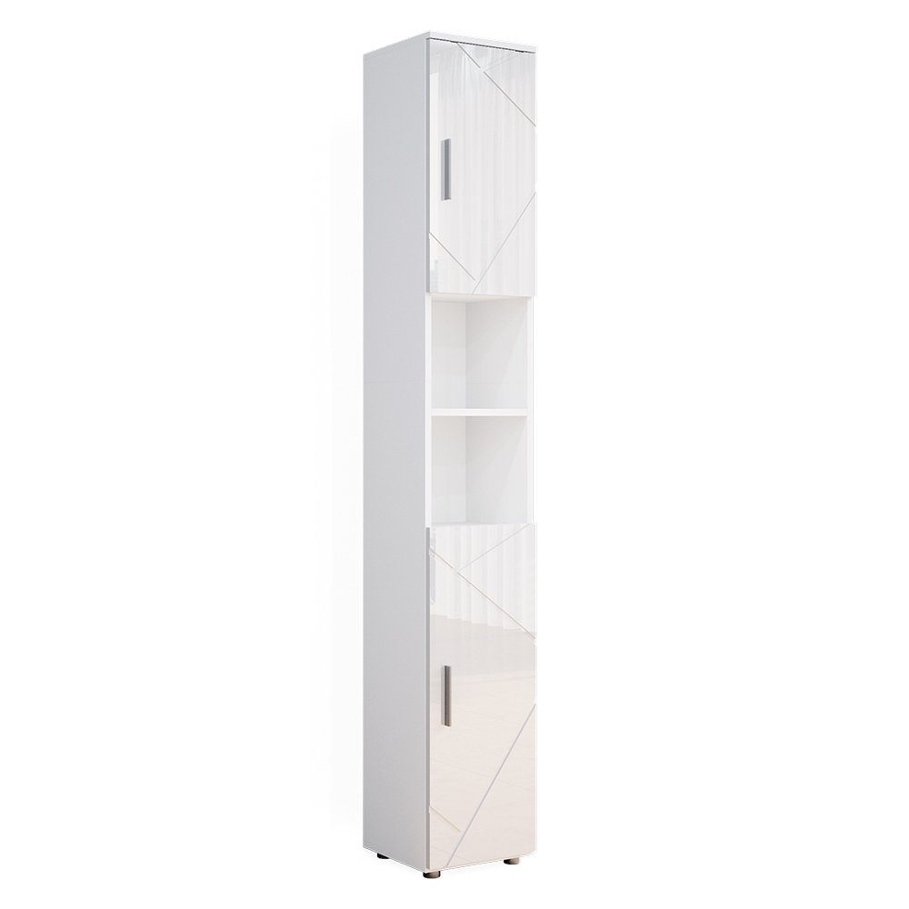 Vicco Hochschrank Badschrank Badezimmerschrank IRMA Weiß Hochglanz
