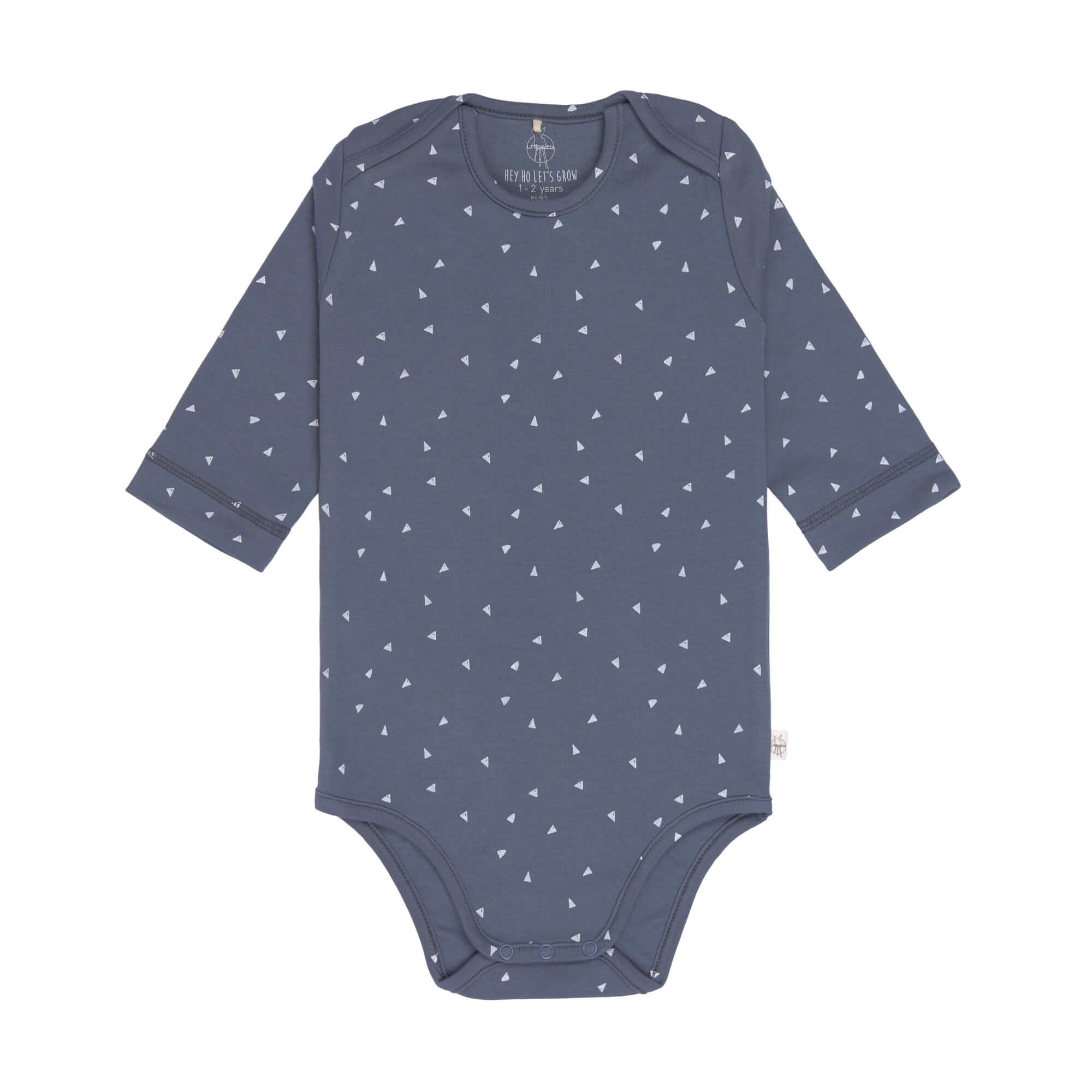 Baby Body langarm - Bio Baumwolle, Dreiecke, Blau