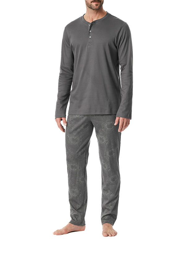 Schiesser, Pyjama, Bio Baumwoll-Jersey, anthra gemustert