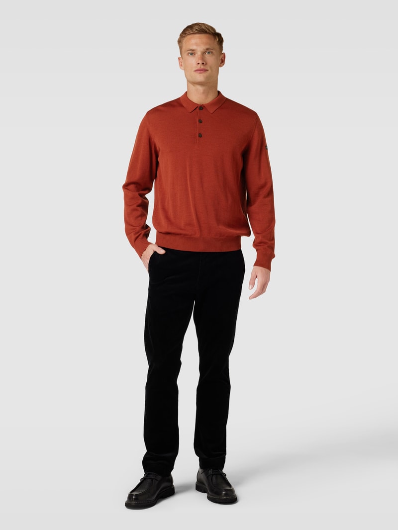 Strickpullover mit Polokragen in kupfer