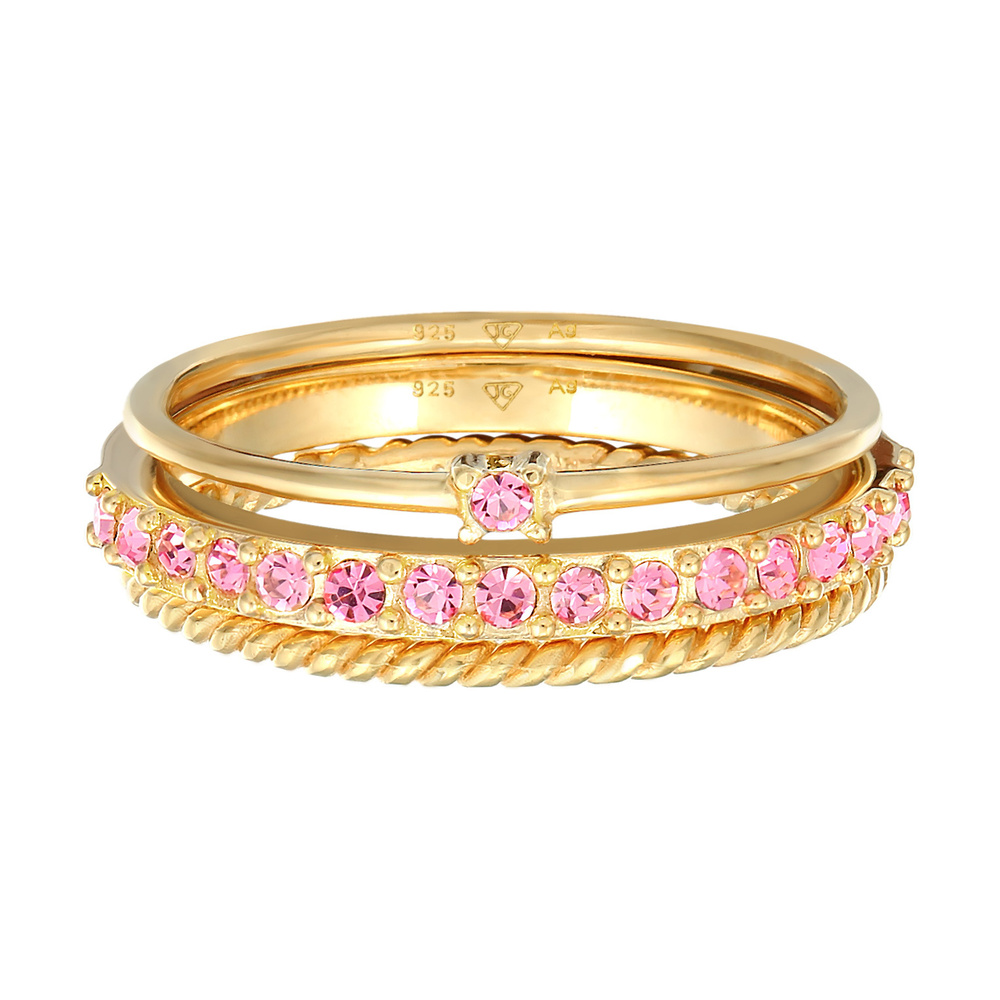 Elli Elli Bague Femmes Set Multi-Color étincelant avec cristaux Multicolore en argent  Bague