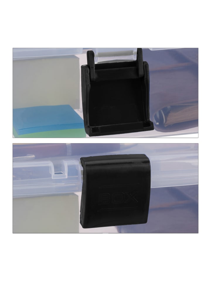 relaxdays Aufbewahrungsbox in Transparent/ Schwarz - (B)33 x (H)14,5 x(T)19 cm günstig kaufen onesize