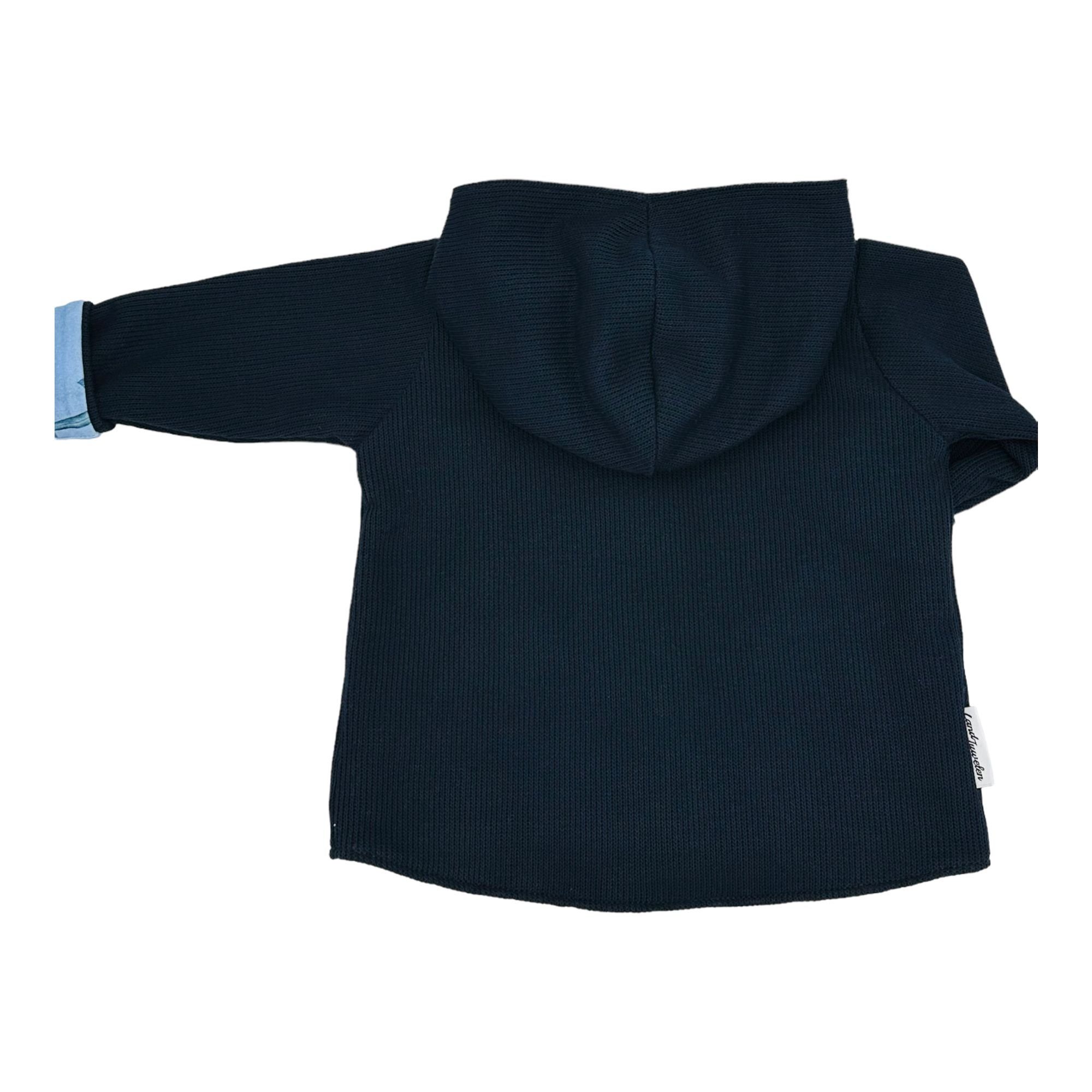 Land-Juwelen Kapuzenstrickjacke Strickjacke Anker maritim hellblau dunkelblau Taschen