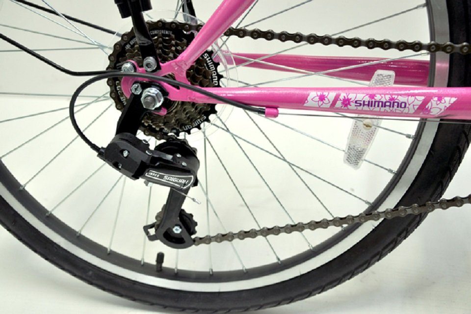 Talson Cityrad 26 Zoll Cityrad 064, 21 Gang Shimano, Kettenschaltung, mit Beleuchtung nach StVZO und Gepäckträger Rosa