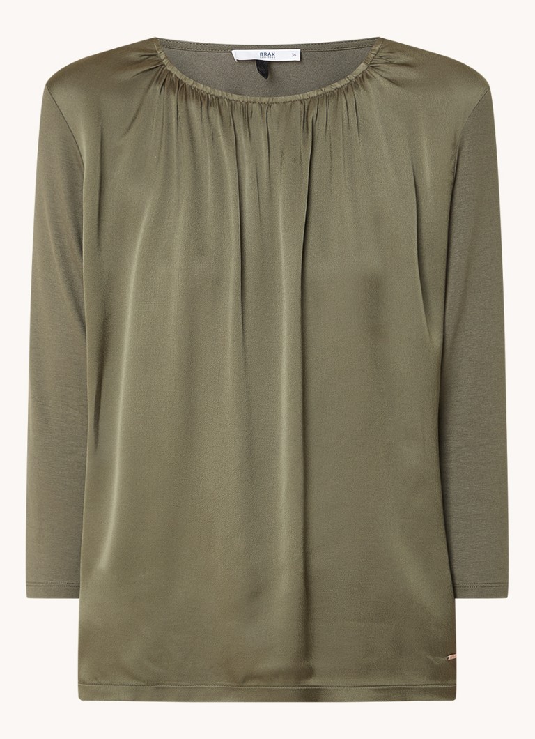 Top BRAX Clara in raso con scollo rotondo