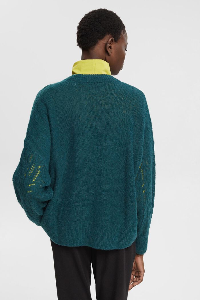 Zopfstrick-Cardigan mit Wolle und Alpaka