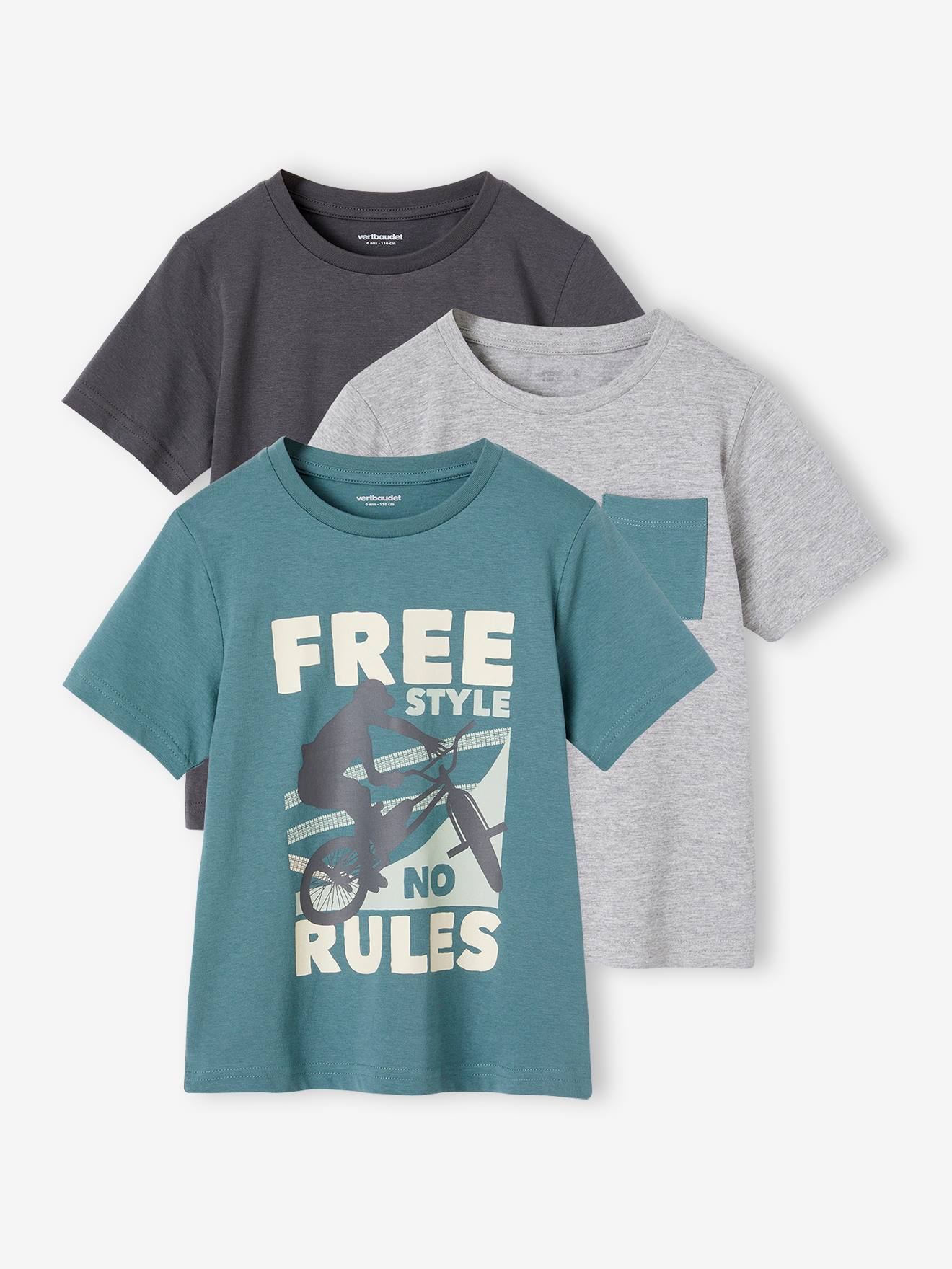 Vertbaudet 3er-Pack Jungen T-Shirts BASIC Oeko-Tex - cappuccino
