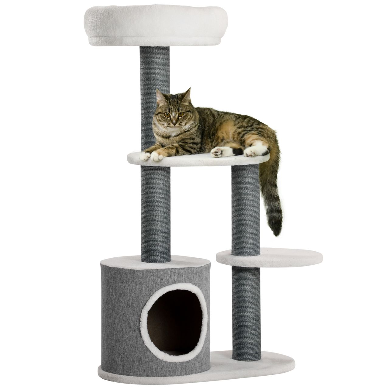 PawHut Kratzbaum Katzenbaum 98 cm Kletterbaum mit Kratzbrett, Katzenhöhle