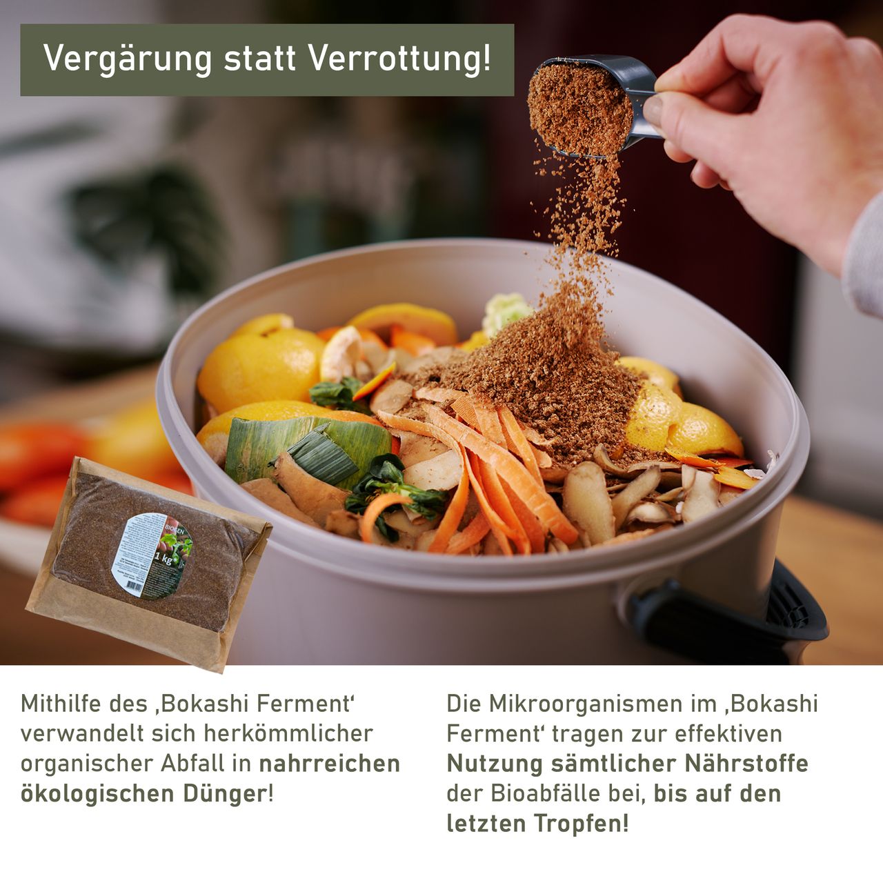 Lemodo Bokashi Starter Set mit 2 Bokashi Eimer, grau
