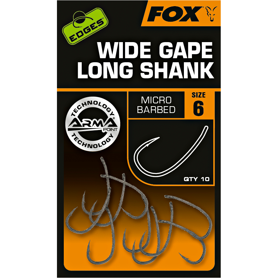 Fox Carp Angelhaken Wide Gape Long Shank