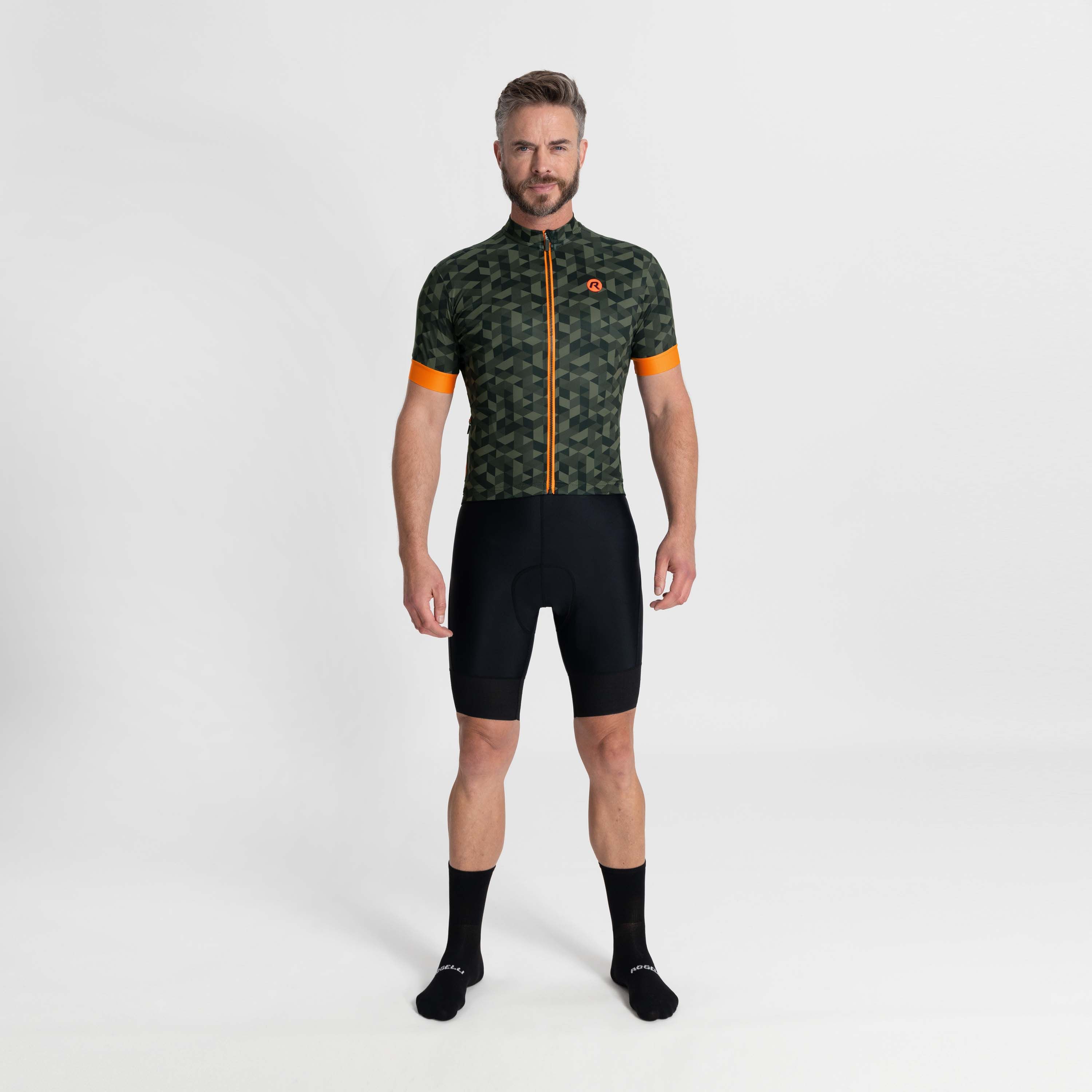 Rogelli Rubik Grün/Orange Herren Radtrikot Kurzarm