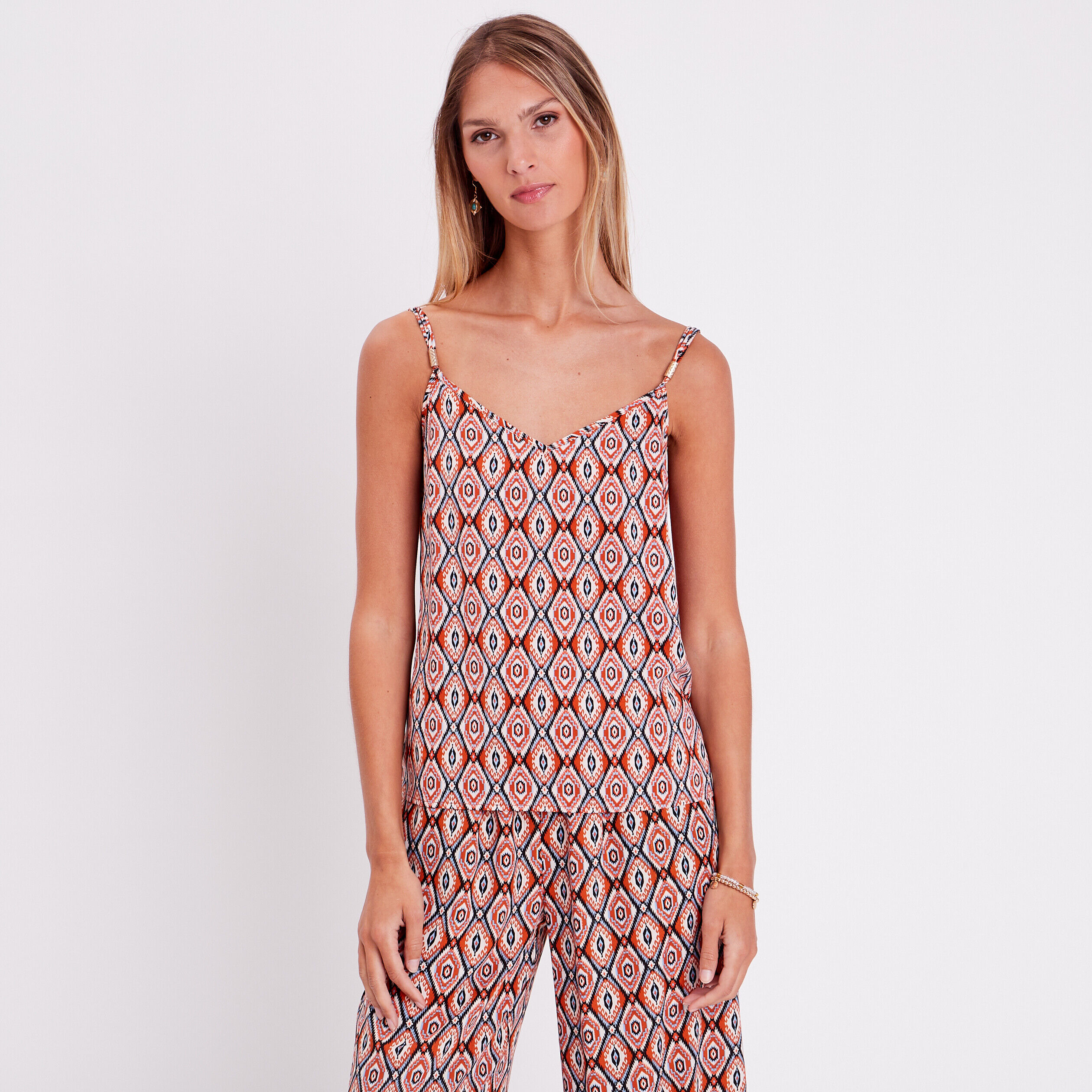 Débardeur avec détails bijoux beige femme | Cache Cache