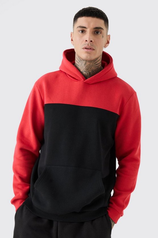 Tall roter Colorblock Hoodie