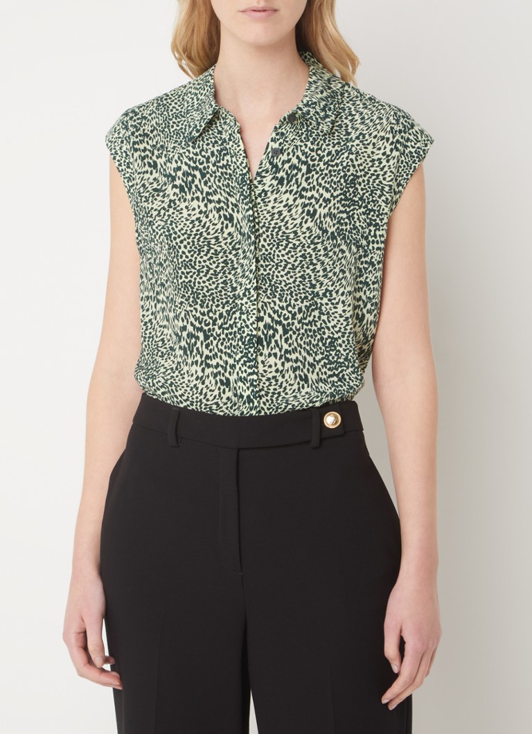 Whistles Diagonal sleeveless top with leopard print