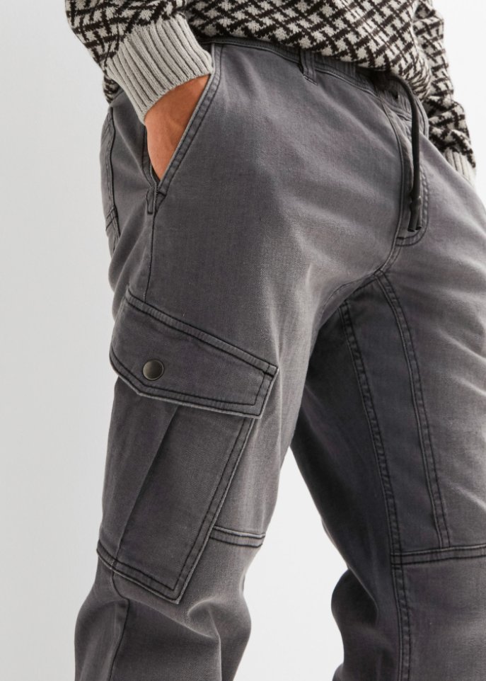 Regular Fit Sweat-Jeans mit Cargotaschen, Straight