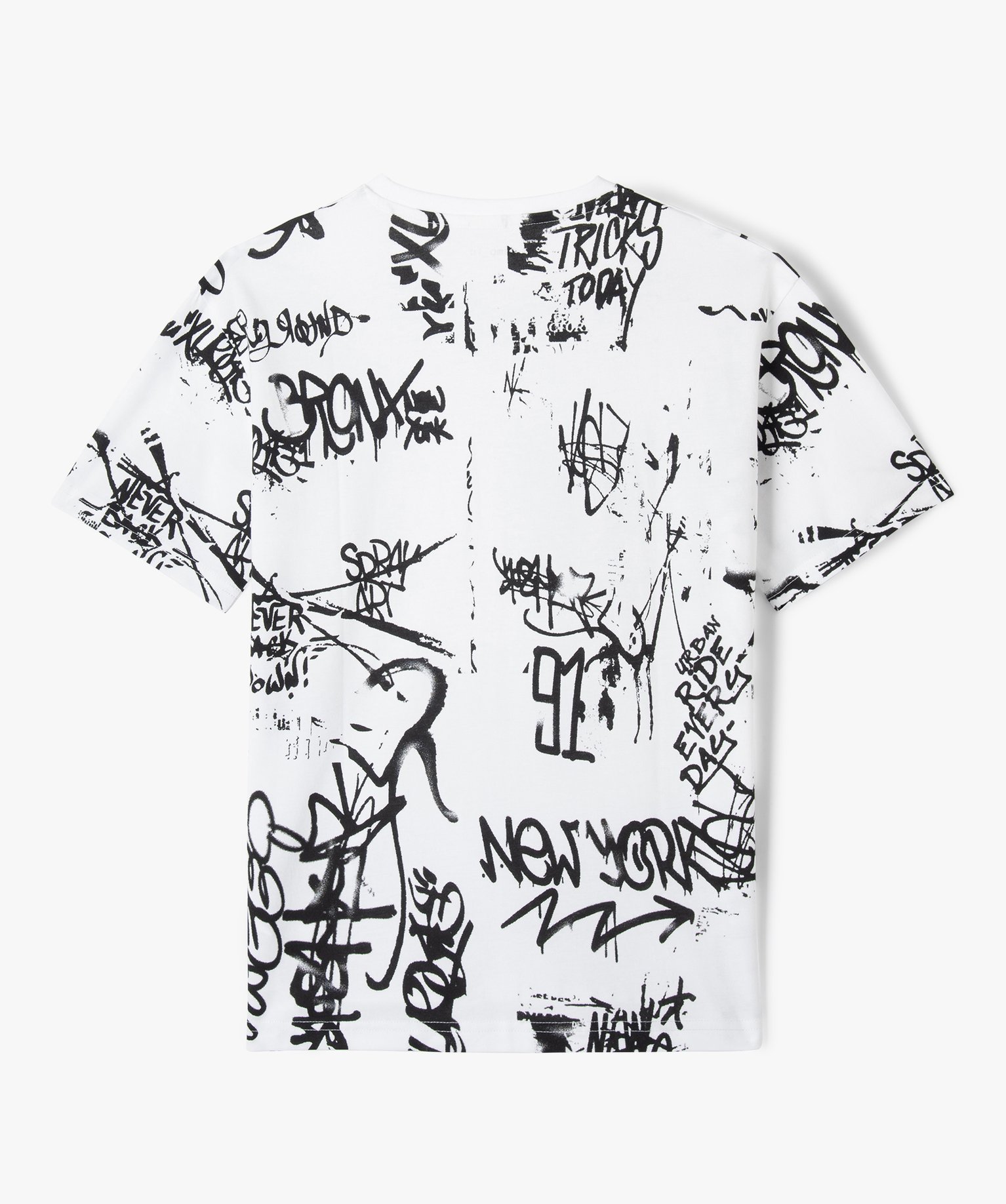 Tee-shirt à manches courtes avec inscription streetwear gar... blanc | GEMO