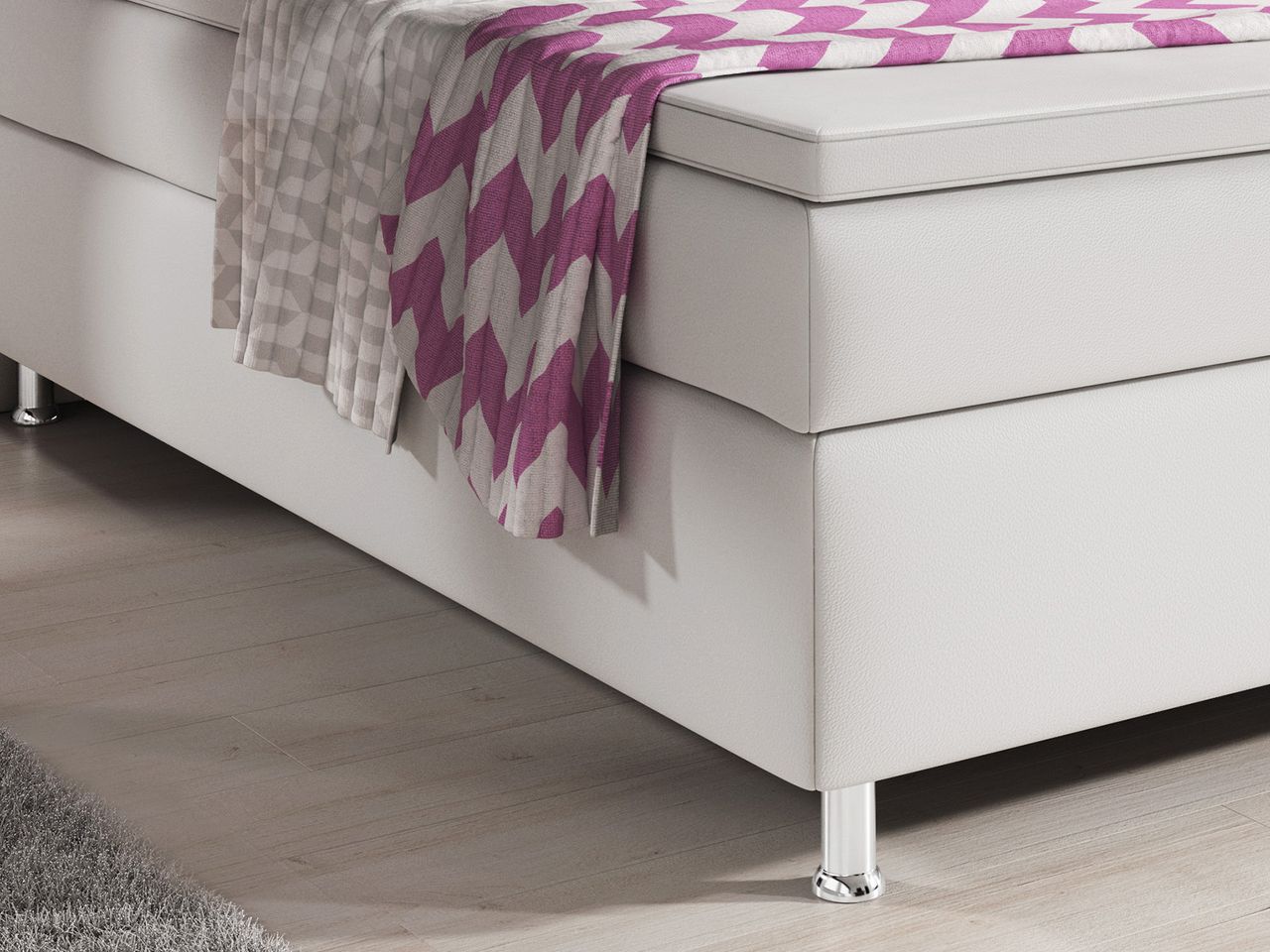 IHG Boxspringbett Oxford 180x200 cm Kunstleder Weiß