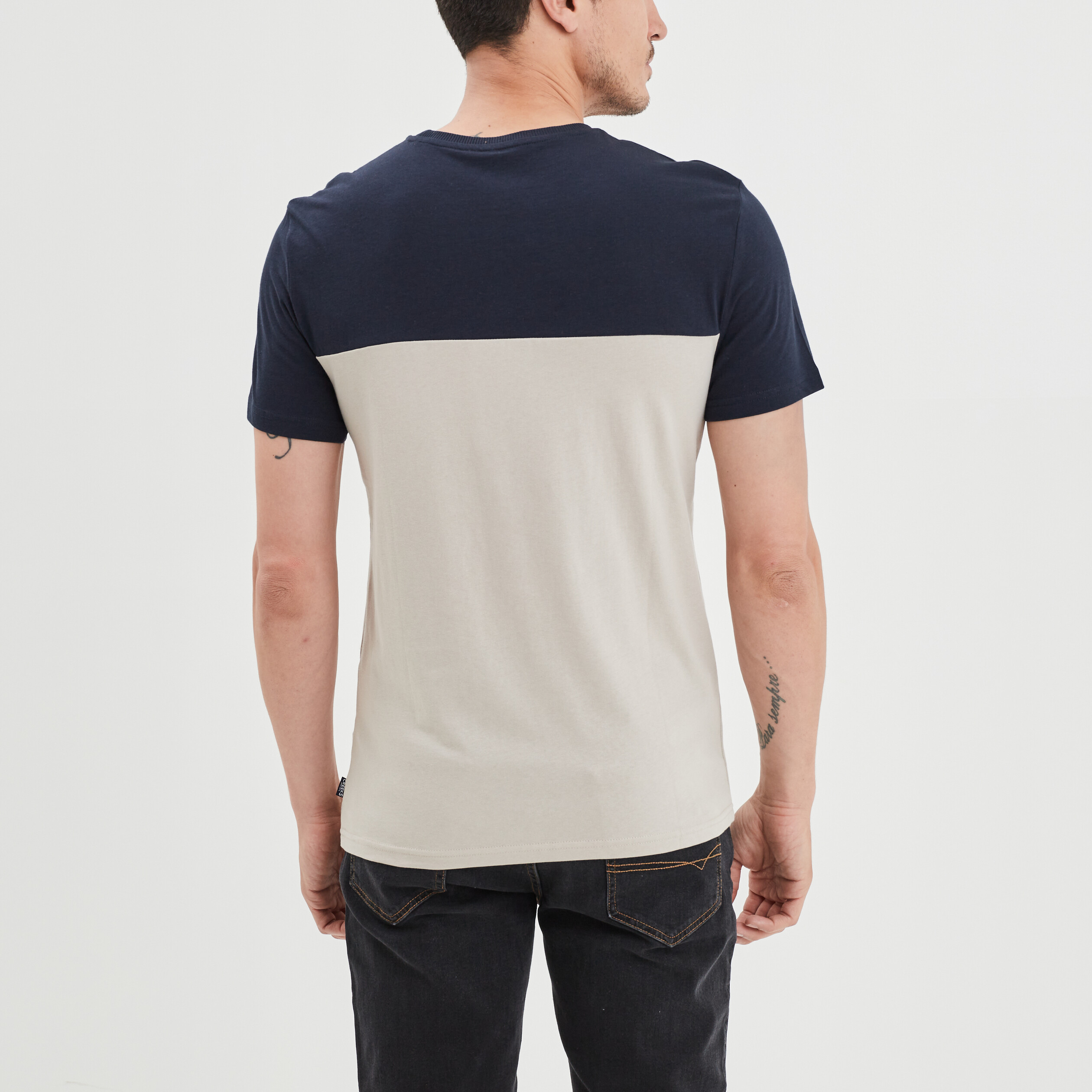 T-shirt droit 1 poche en coton Creeks bleu foncé homme | La Halle