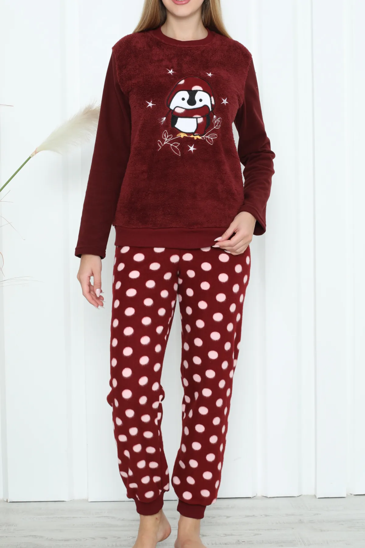 Nicoletta  Plüsch-Pyjama-Set für Damen Welsoft CLARET RED
