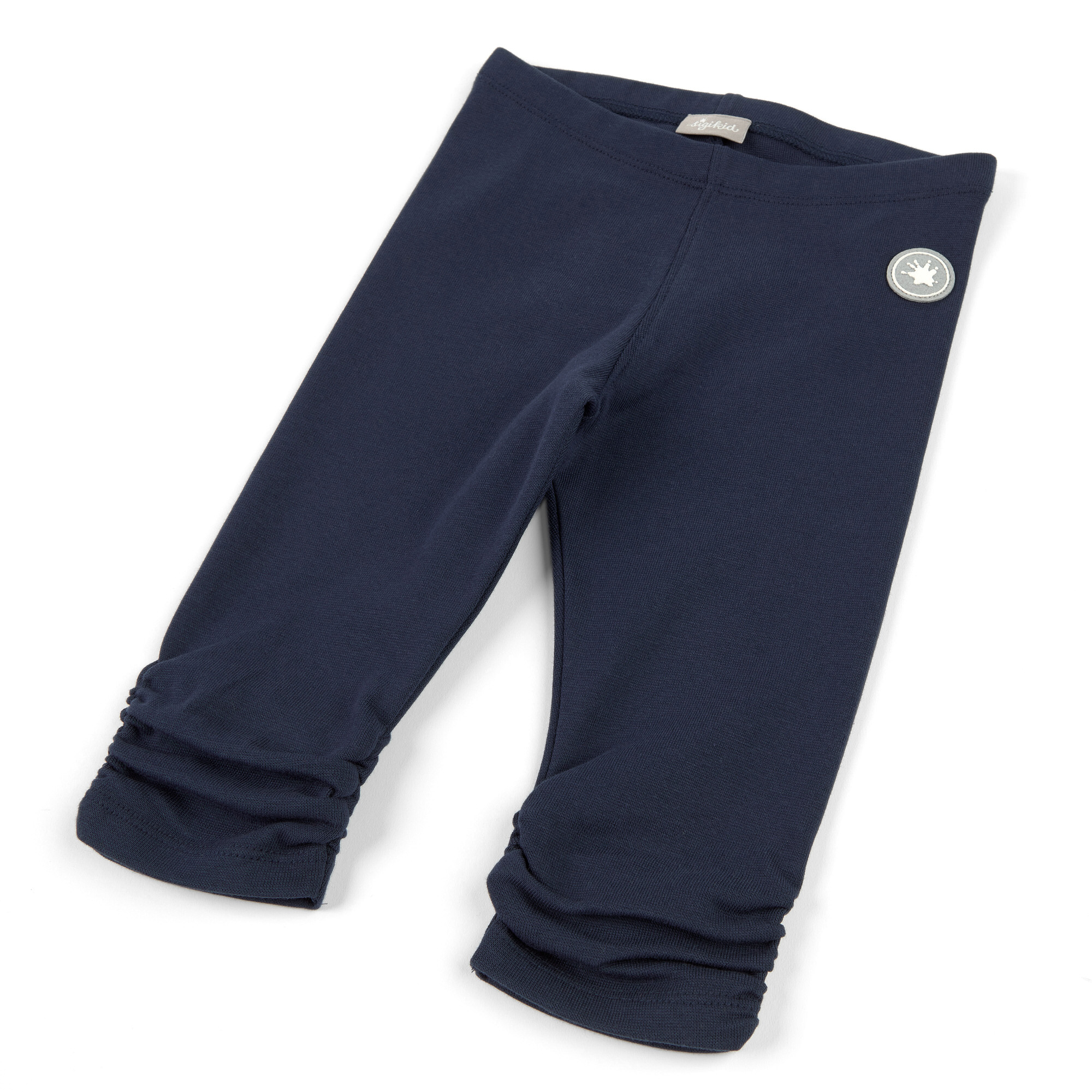 Dunkelblaue Kinder Capri Leggings, gerafft