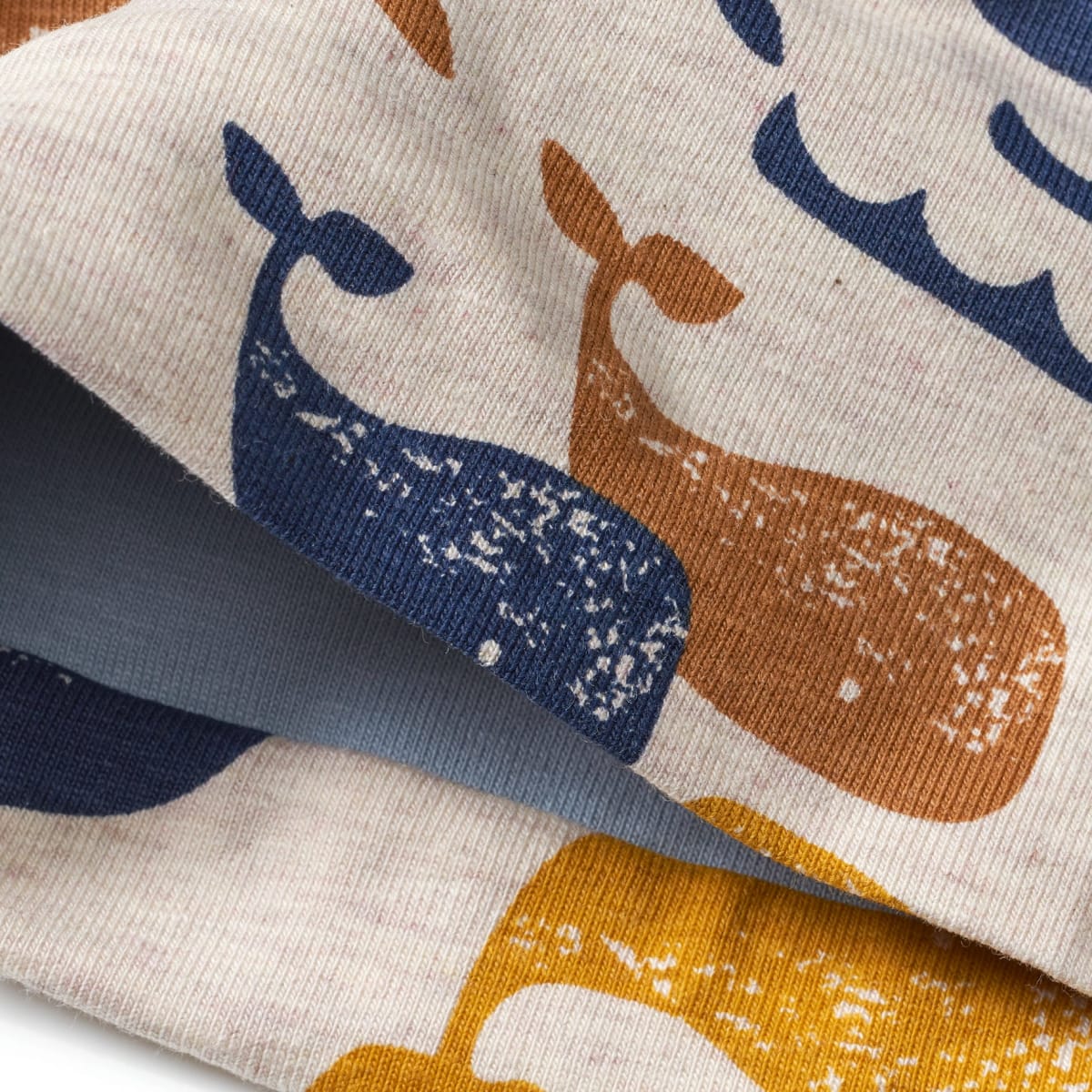 Mütze mit Wal-Muster, beige & blau, Gr. 52/53, 1 St