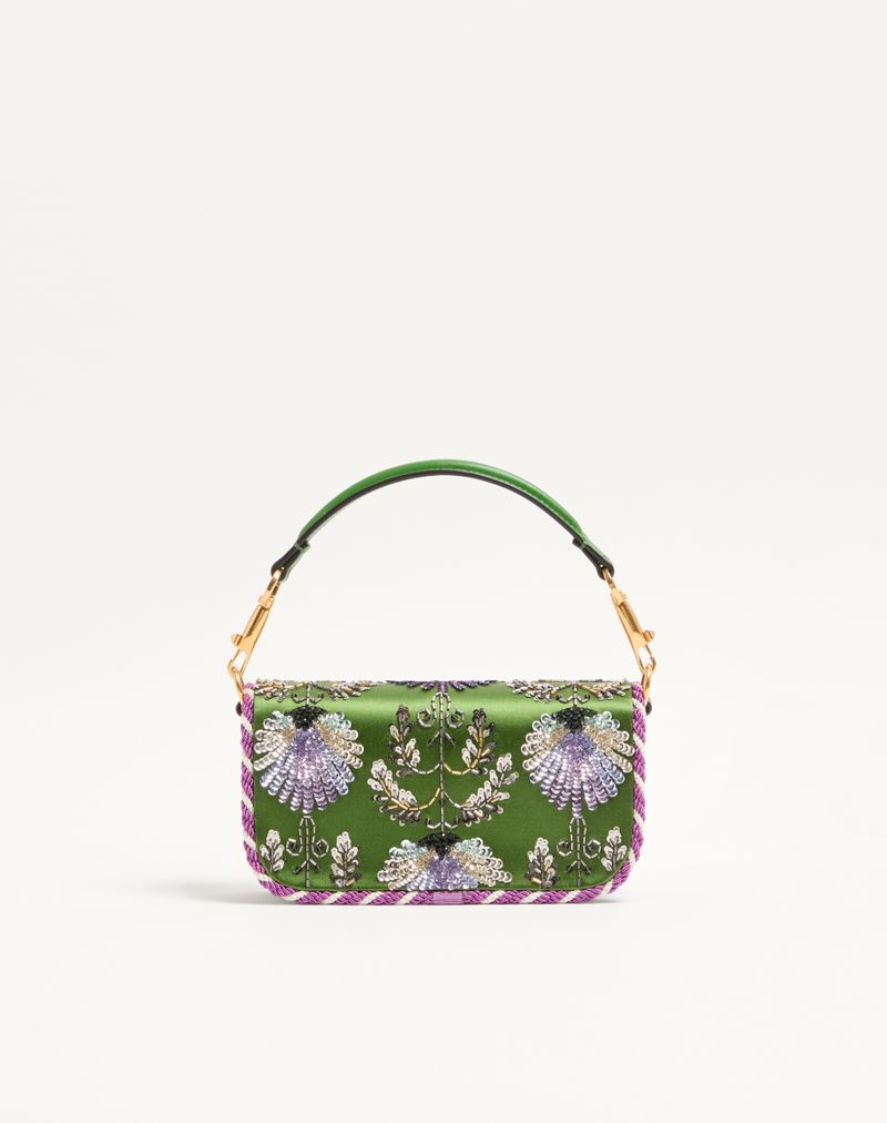 Bolsa de ombro pequena Valentino Garavani Locò bordada com logotipo de joia