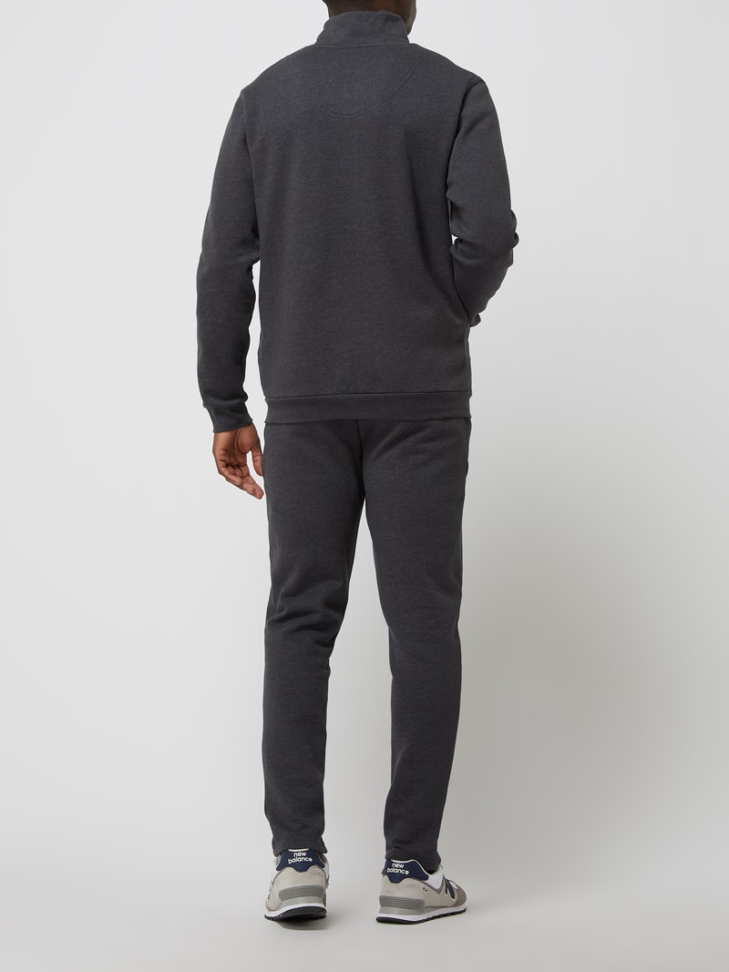 Sweatjacke und Lounge-Hose im Set in dunkelgrau meliert