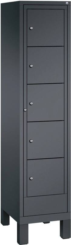 C P S 3000 Evolo Metall Schließfach 6 Türen Zylinderschloss 420 x 500 x 1.850 mm Schwarz 48060-105 S10039