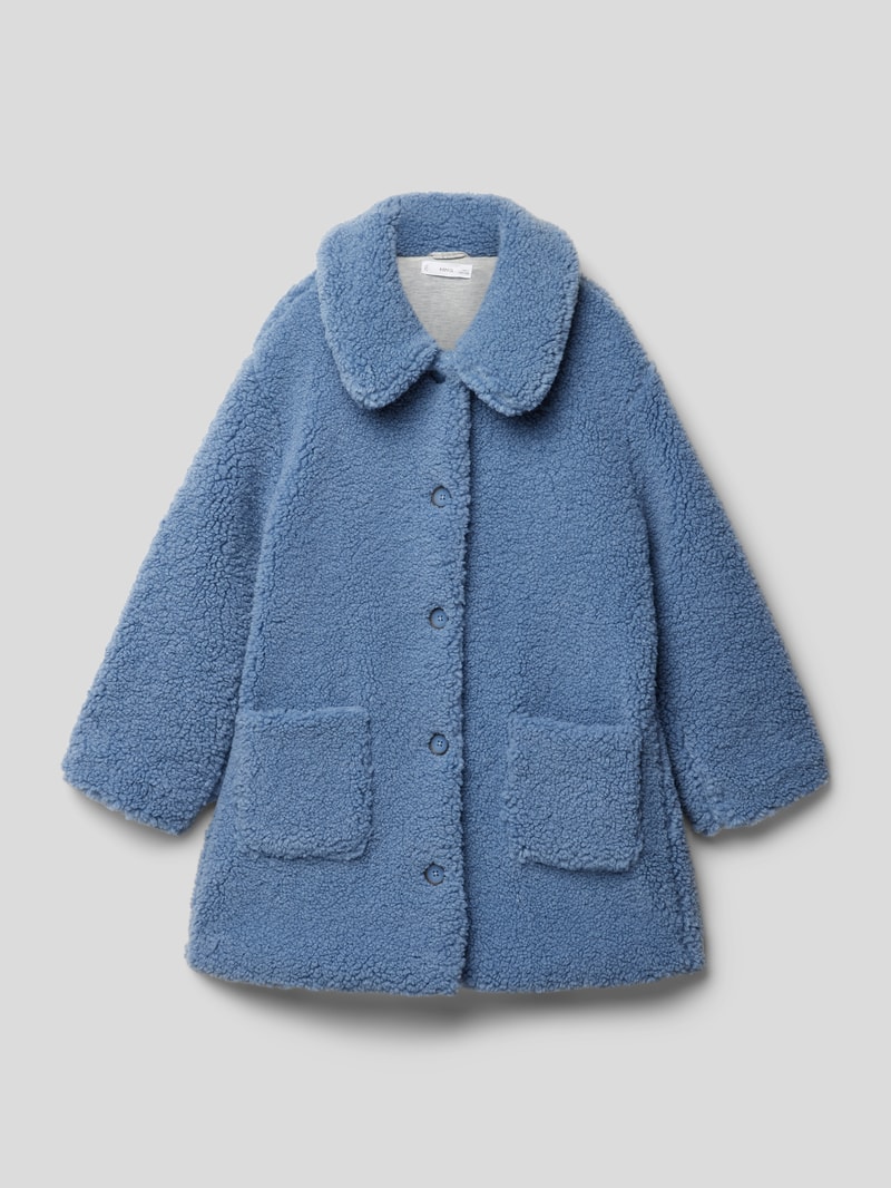 Mantel aus Teddyfell in blau