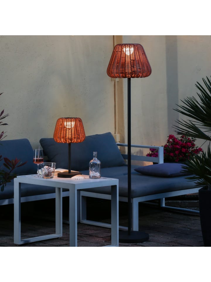 MARELIDA LED Garten Stehlampe in Rattanoptik dimmbar aufladbar Fernb. H: 150cm in natur günstig kaufen onesize